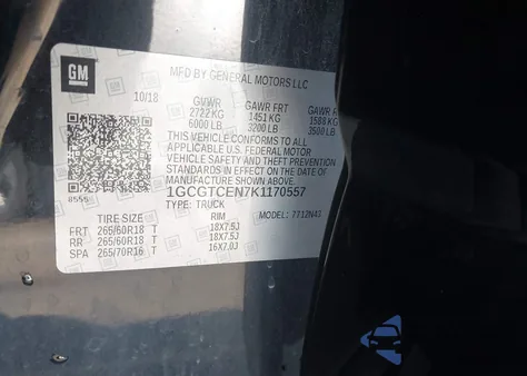 2019 Chevrolet Colorado Lt z USA, uszkodzony, nr VIN 1GCGTCEN7K1170557